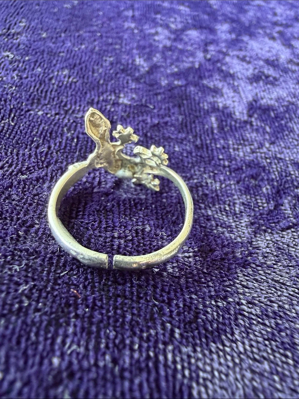 Vintage 925 sterling silver reptile lizard ring, adjustable size - Picture 3 of 6